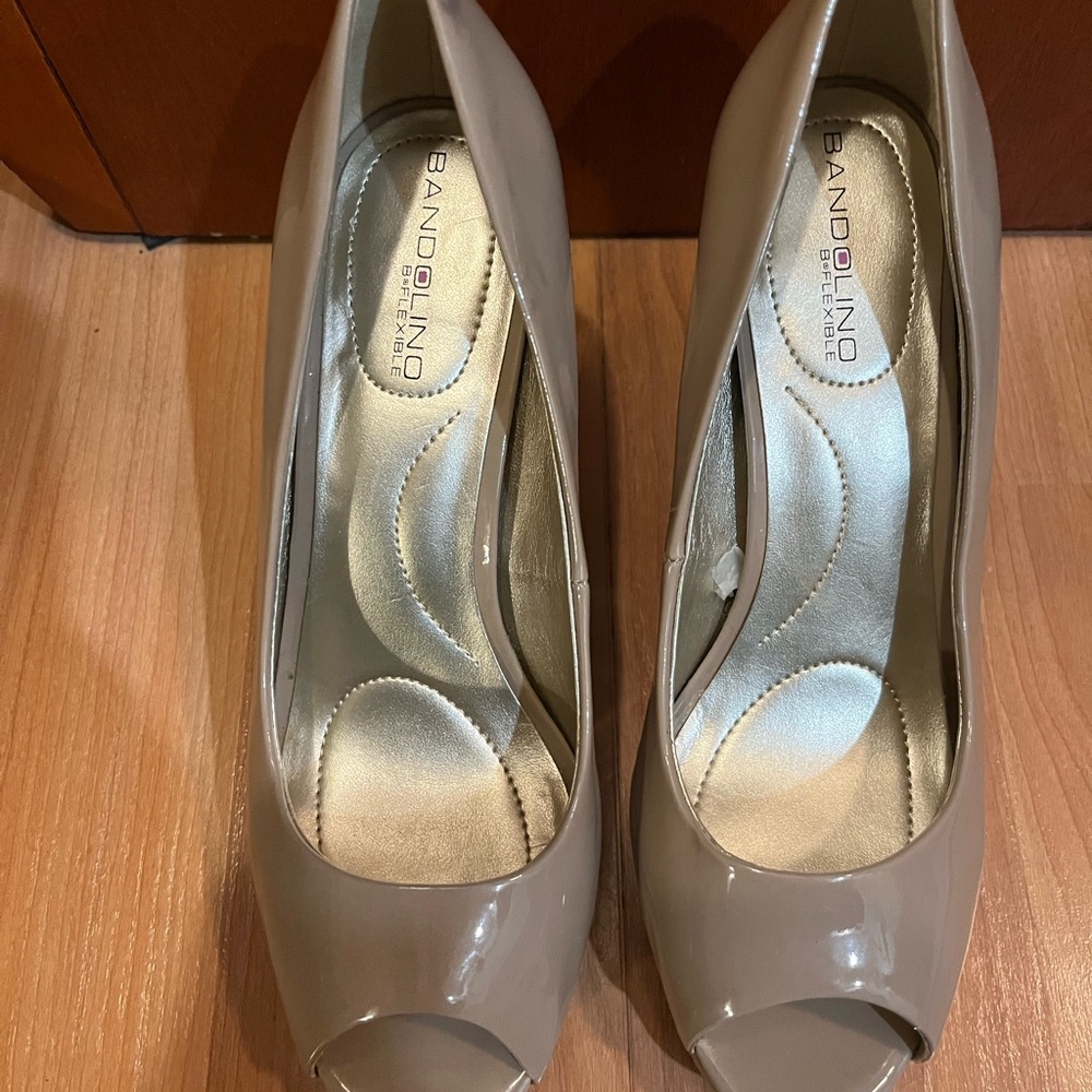 Bandolino Women's Patent Peep Toe Heels - Beige